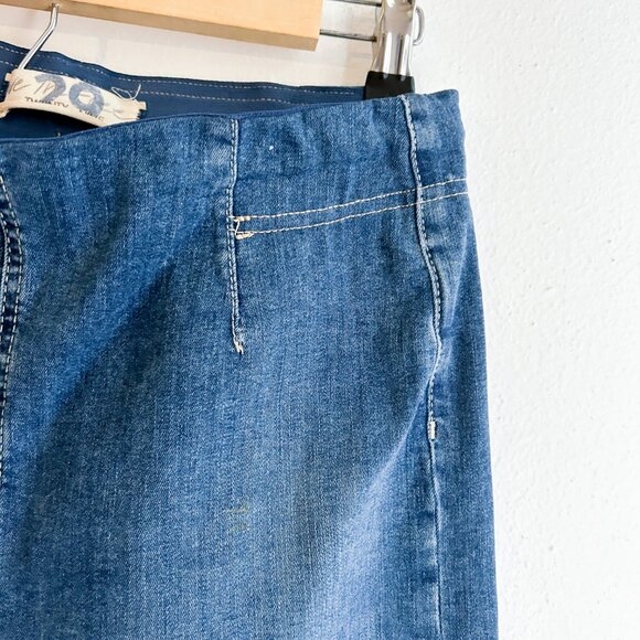 FREE PEOPLE We the Free Drapey A Line Flare Bell Bottom Pull On Jean in Blue 29 - Picture 10 of 12
